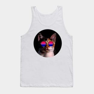 Cute Cat with Glasses Flag Tank Top